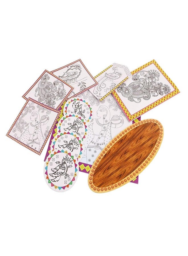 JAPSI Madhubani Art DIY Wall Craft Kit, Traditional Mithila Painting Set, Kids and Adults Art Activities, Age 6+ - Image 5